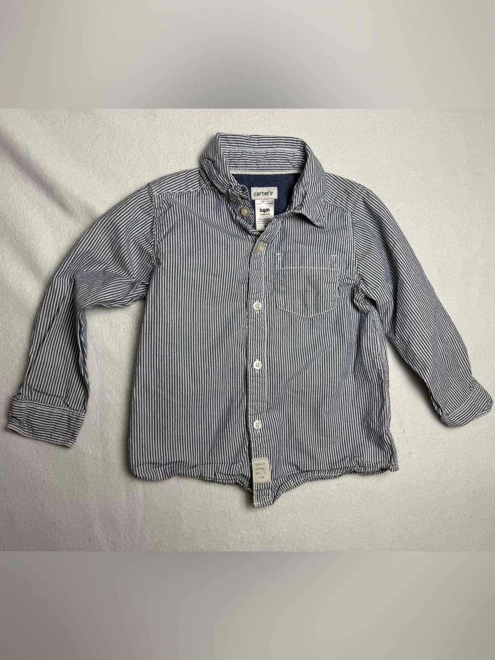Carter’s Toddler Boys Blue & White Striped Button-Up Shirt